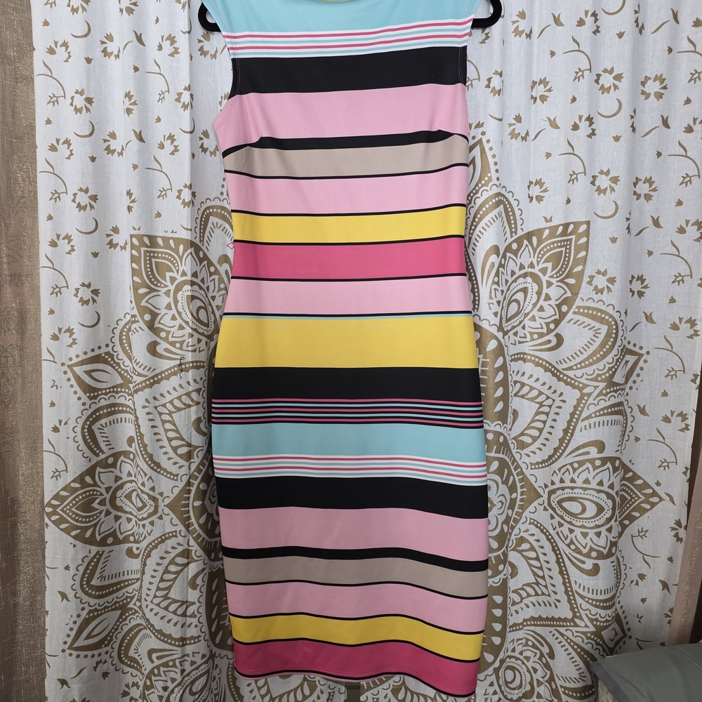 New York & Company Colorful Striped Midi Dress